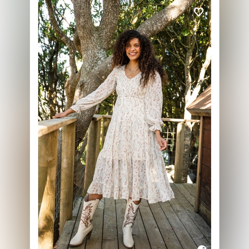NWT Altar’d State Midi Floral dress Medium 6-8 long sleeve
